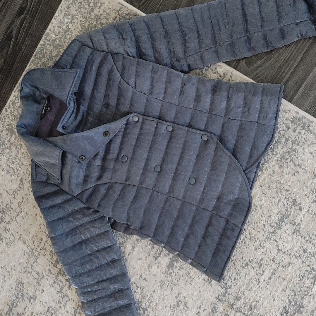 Samuel Dong Grey Lightweight Shimmer Puffer Coat Jacket S
